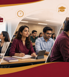 Executive MBA vs Part-Time MBA vs Online MBA - working professional comparing career growth options