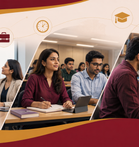 Executive MBA vs Part-Time MBA vs Online MBA - working professional comparing career growth options